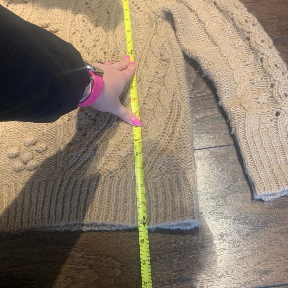J Crew | Cable-knit pointelle sweater with popcorn flowers - Picture 5 of 8